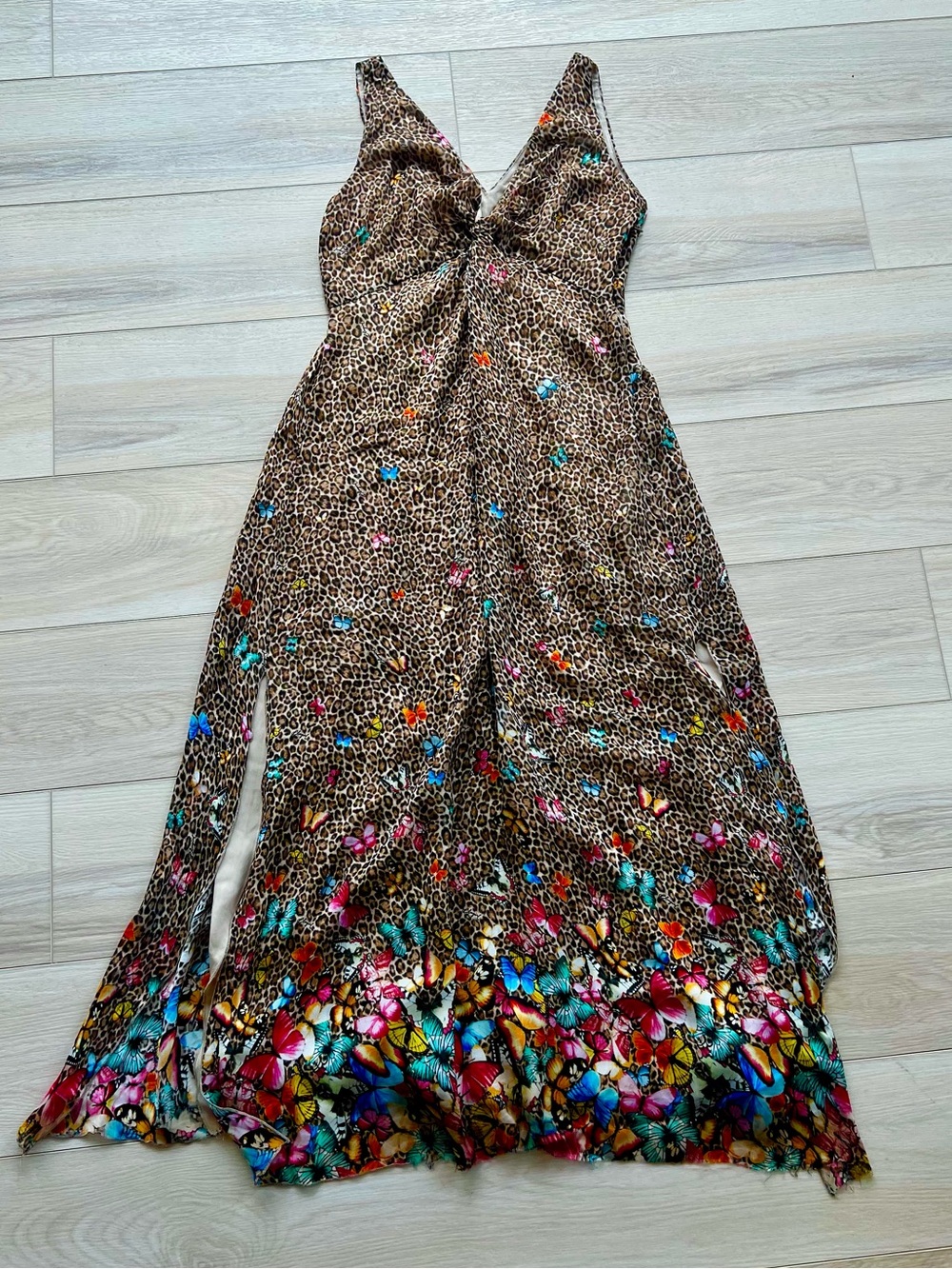 Blumarine Cheetah Print Butterfly Silk Dress 🐆🦋